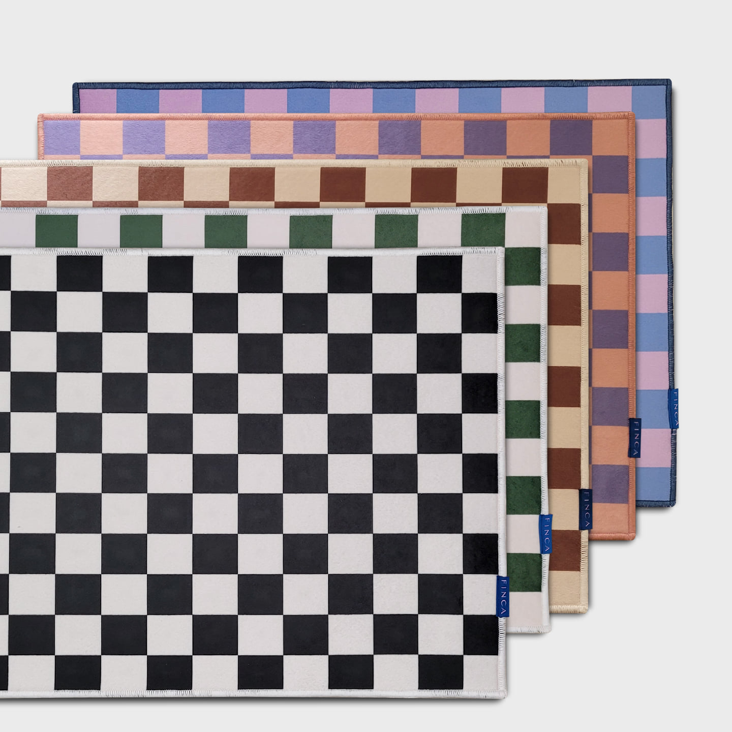 체커보드 디자인 사계절 단모러그 발매트 주방매트 2size 5colors
