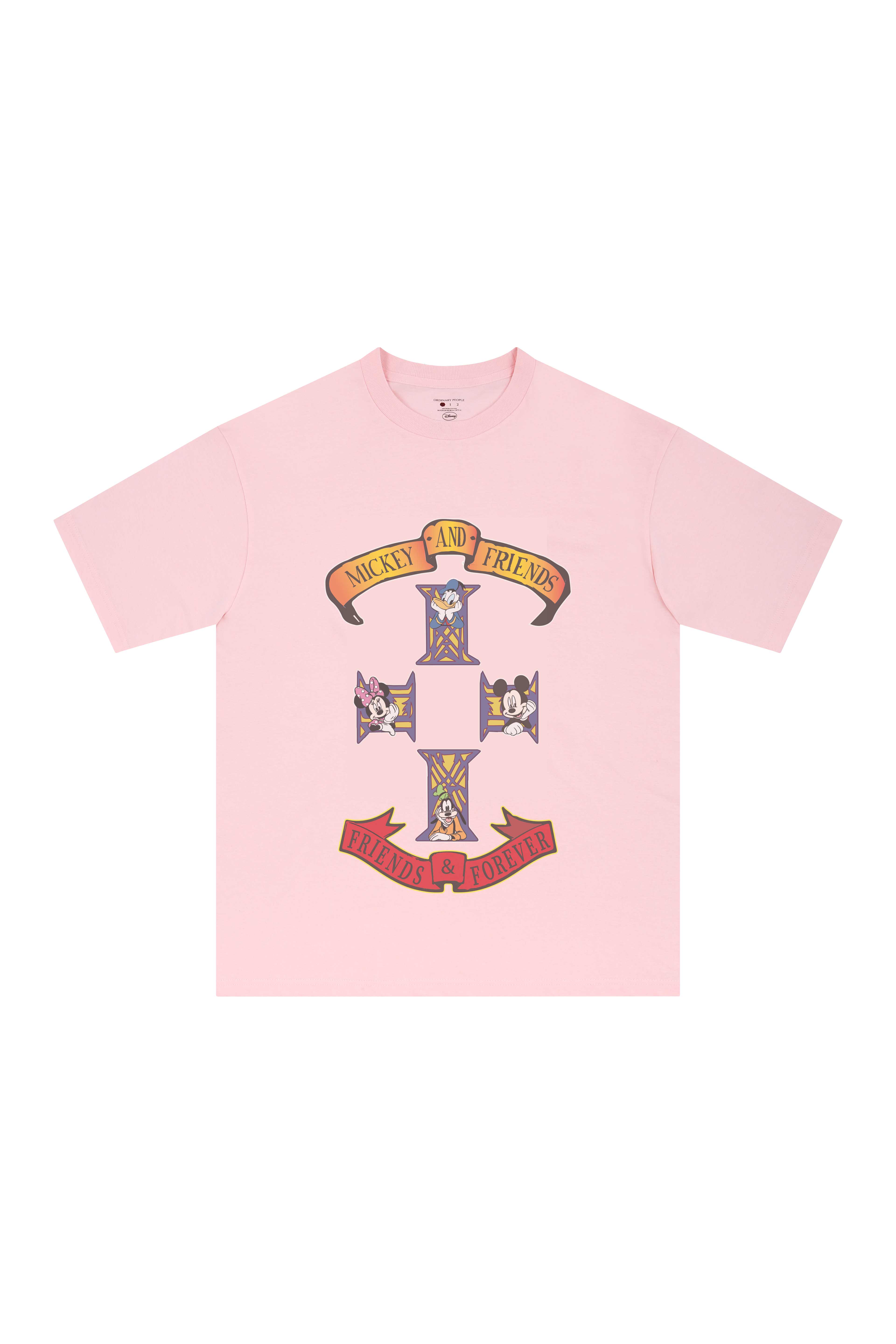 [ORDINARYPEOPLE X DISNEY] MICKEY AND FRIENDS PINK T-SHIRTS