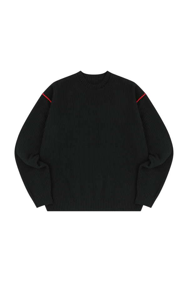 RED STITCH CASHMERE BLACK KNIT