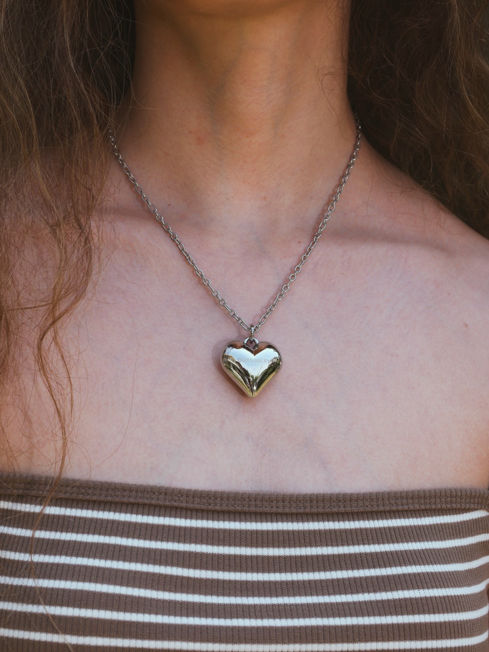 Volume heart chain necklace