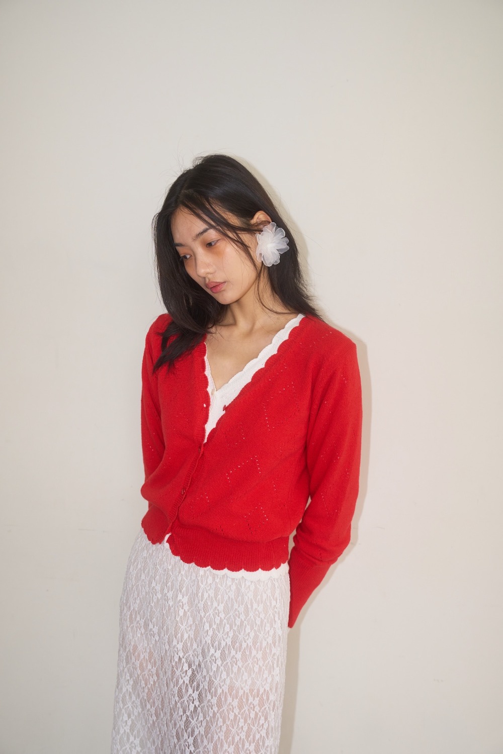 Diamond Cardigan / Red