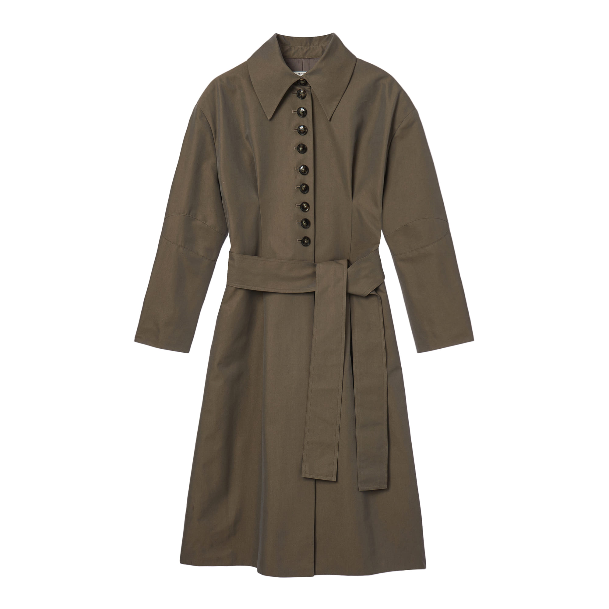 [60% OFF] Signature buttons Trench Coat-Khaki Brown
