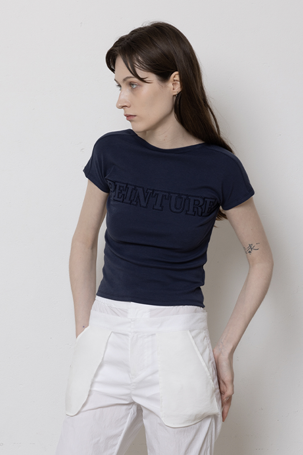 PEINTURE Backless T-shirt-Midnight Navy