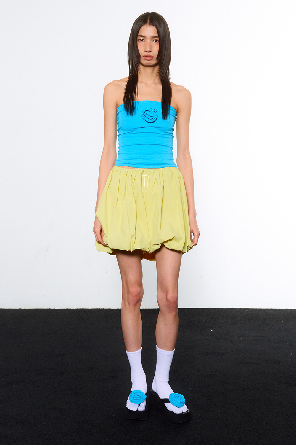 Buckle Balloon Mini-skirt-Lime