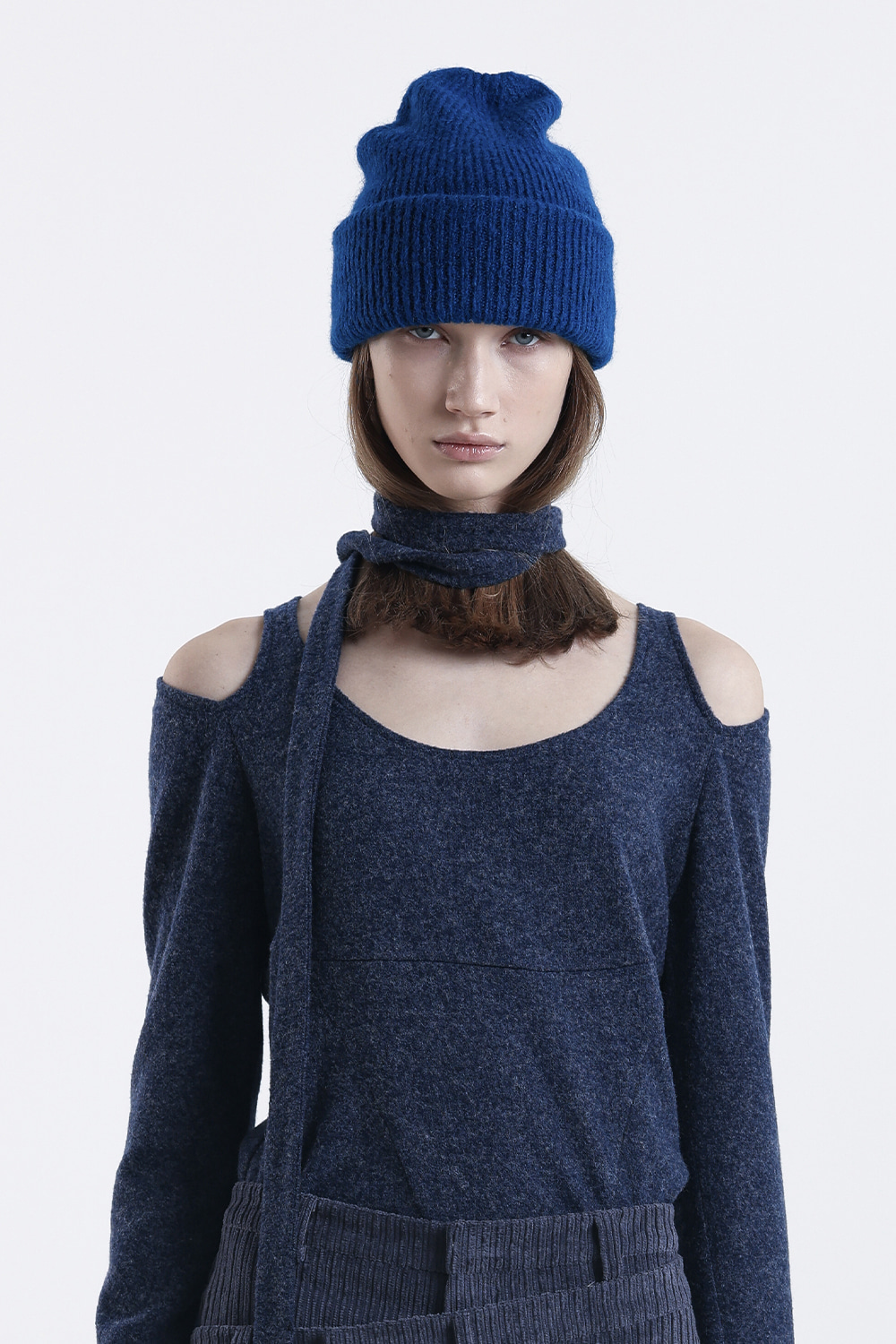 [20% OFF] Cut out Scarf Knit Set-up-Blue
