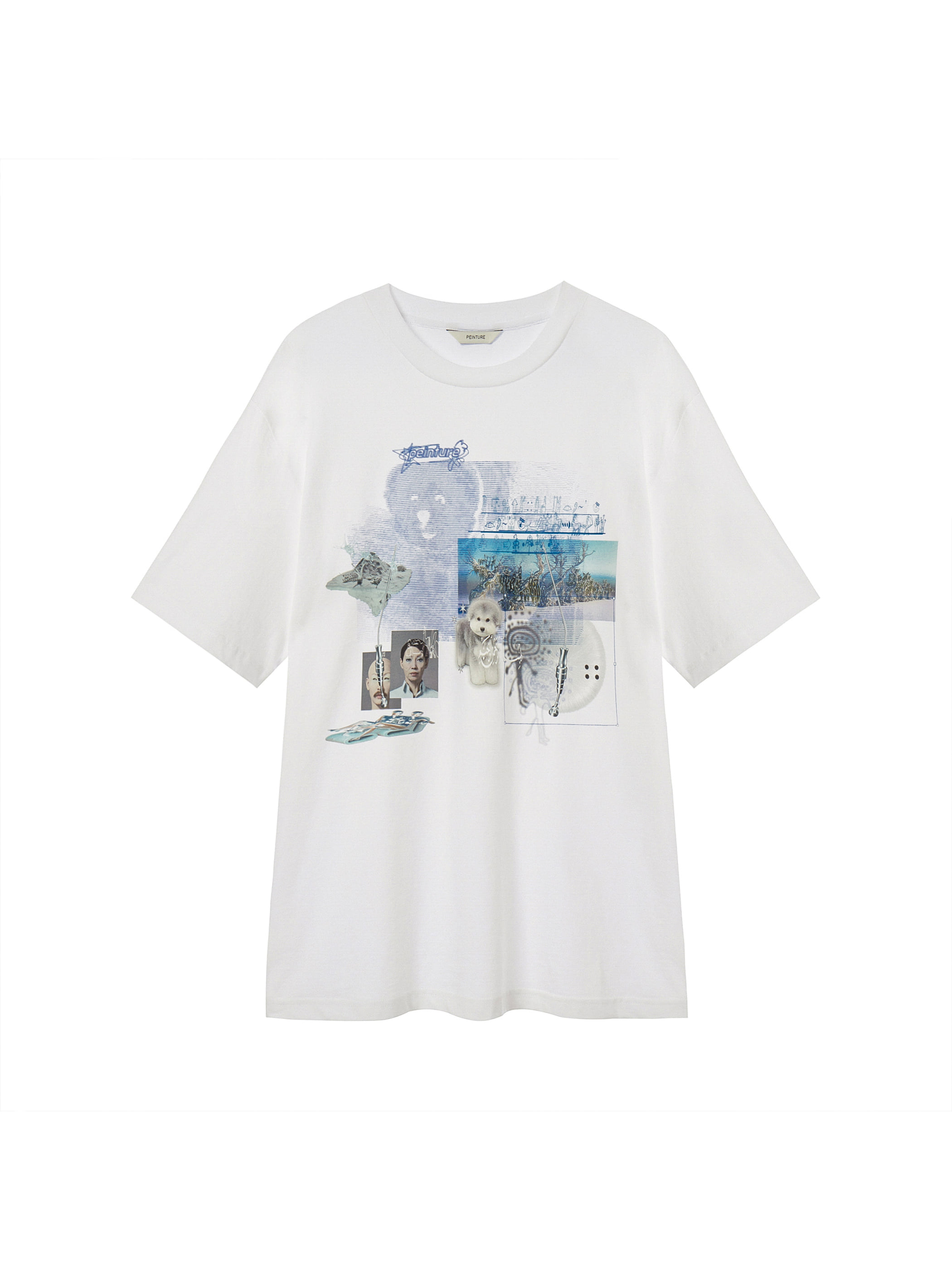 [30% OFF] White Puppy graphic Over-Fit T-shirt