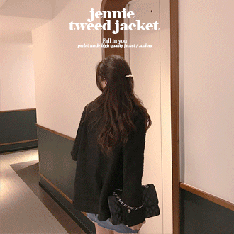 [소량재진행] 단독) jennie tweed jacket (클래식블랙컬러)