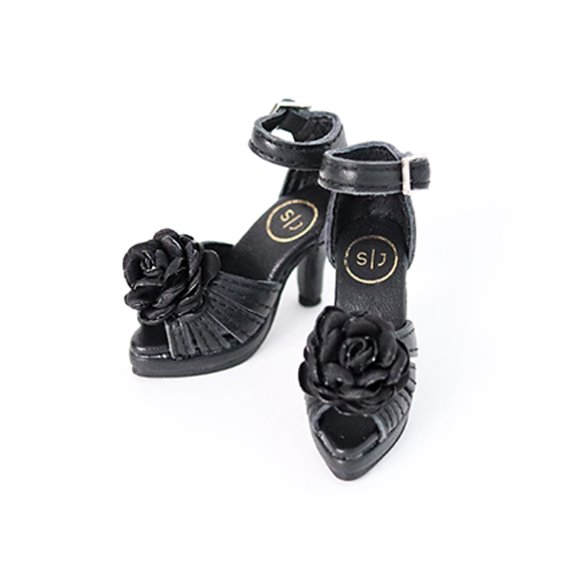 MSD_Platform Sandal (Black+Chiffon Flower)