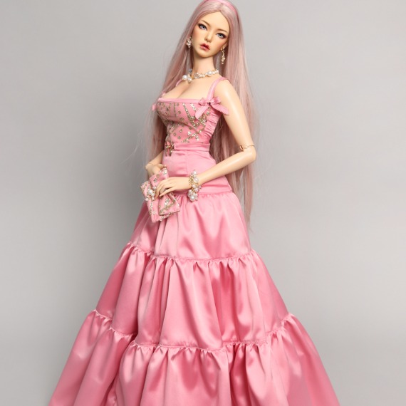 SD_Limited Cherry Pink Satin Dress Set