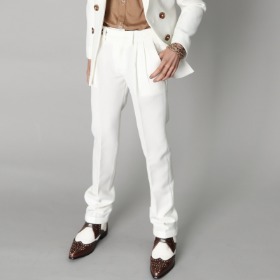 75 EX_White Pintuck Suit Pants