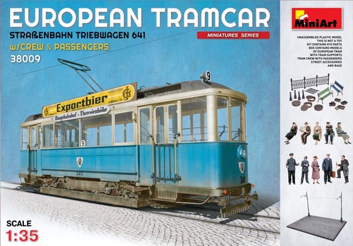 38009 1/35 Europian Tramcar (Strasenbahn Triebwagen 641) w/Crew &amp; Passengers