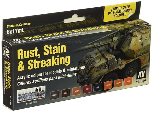 Vallejo _ 70183 Paint Set_ Rust, Stain &amp; Streaking (by Scratchmod, 8 Colors)