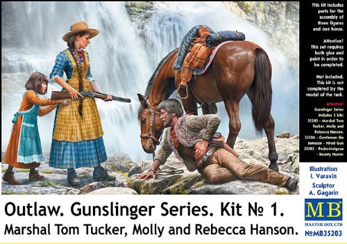 MB35203 1/35 Outlow Gunslinger series Kit No 1 Marshal Tom Tucker, Molly, Rebecca Hanson