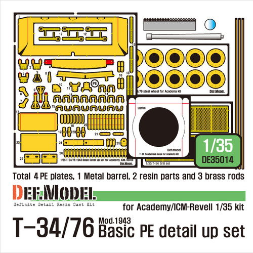 DE35014 1/35 T-34/76 Basic PE Detail Up set (for Academy/ICM-Revell )