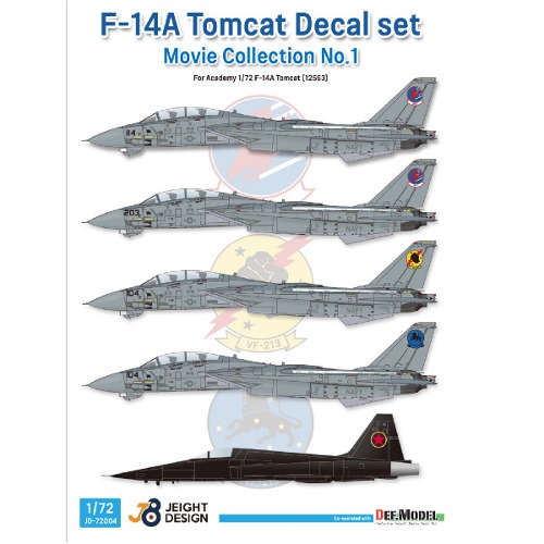 JD72004  1/72 F-14A Tomcat Decal set - Movie Collection No.1 for Academy 12563
