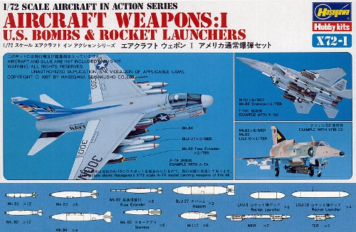 35001 X72-1 1/72 US Aircraft Weapons I Bombs + Rockets
