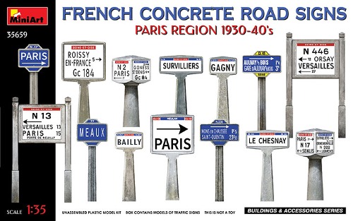 35659 1/35 French Concrete Road Signs.Paris Region 1930-40s