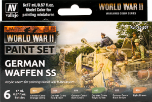 Vallejo _ 70207 Paint Set _ Flames of War Series _ WWII Paint Set German Waffen SS ( 6 Model Colors )