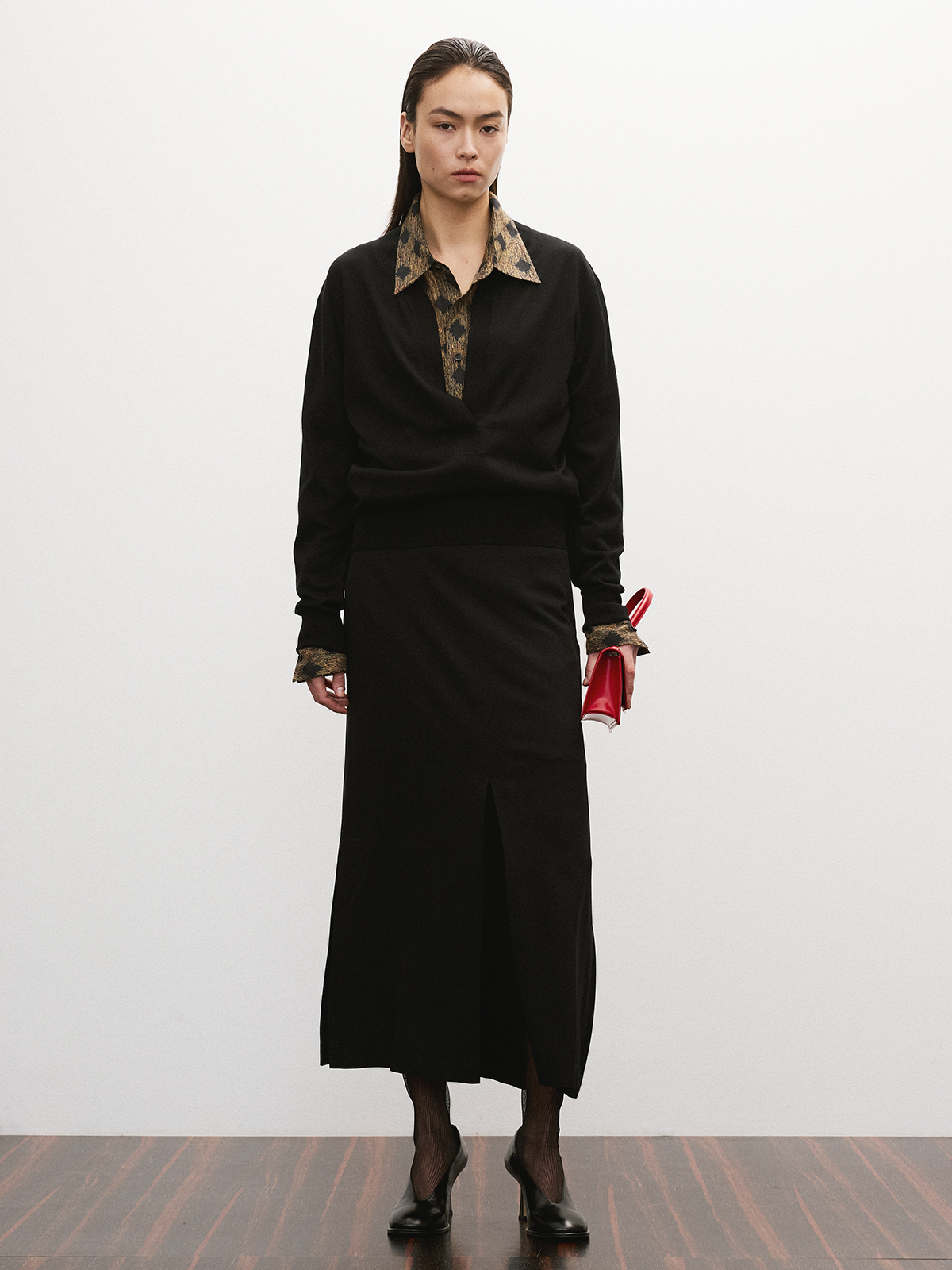 トップス Nylon SEE THROUGH HENLEY NECK KNIT Nylon SEE THROUGH HENLEY NECK KNIT