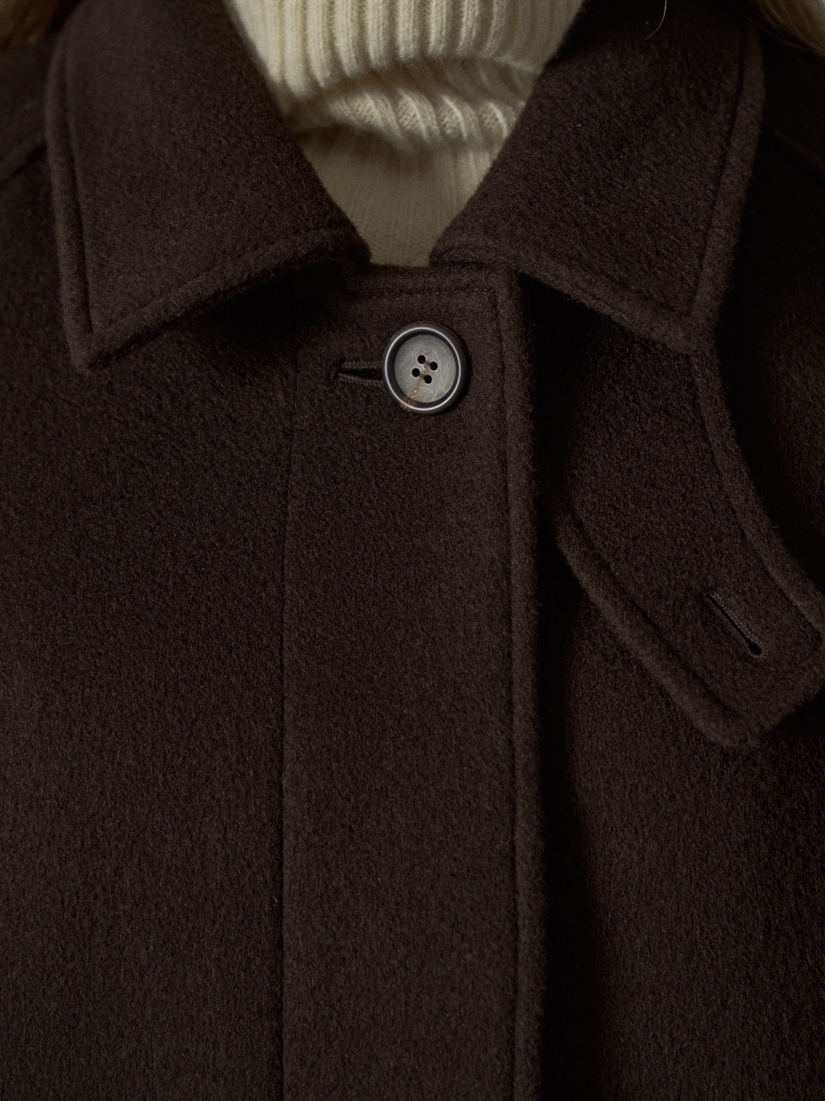 Cashmere Balmacaan Coat_dark brown - FACADE PATTERN