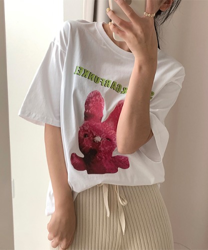 래빗 프린팅 티셔츠 tee (3color)
