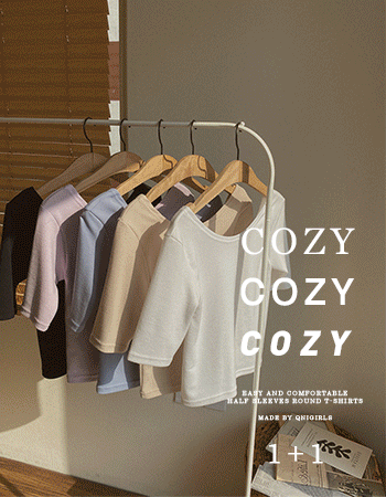 [Kuni MADE] Cozy 5 Round T-shirt 1+1