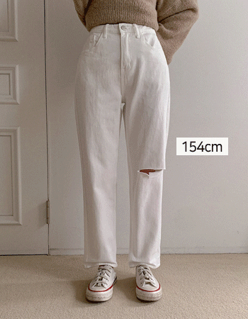 [155cm]무릎구제 반밴딩트임코튼팬츠
