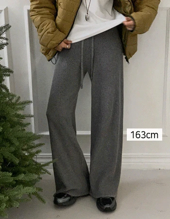 롱골지2 밴딩여유부츠컷니트팬츠