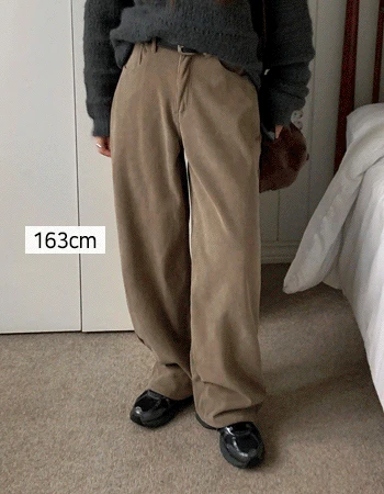 [YKK지퍼/융기모안감]베이직골덴5 롱핏와이드팬츠