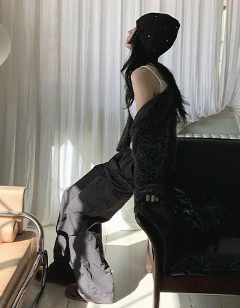 [숏,일반/밑단스토퍼]무릎핀턱5 밴딩파라슈트나일론팬츠