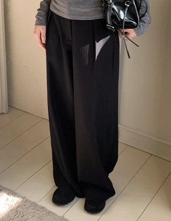 [숏,일반,롱/YKK지퍼]수선놉327 뒷밴딩핀턱와이드슬랙스