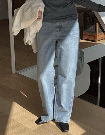 [숏,일반/YKK지퍼]백스티치포켓 난스판일자데님팬츠