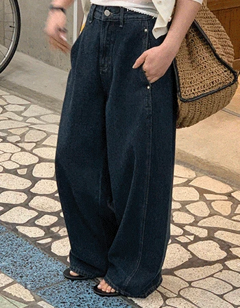 [숏,일반,롱]수선놉334 인밴딩절개커브드데님팬츠