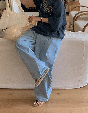 프론트절개 벌룬데님팬츠