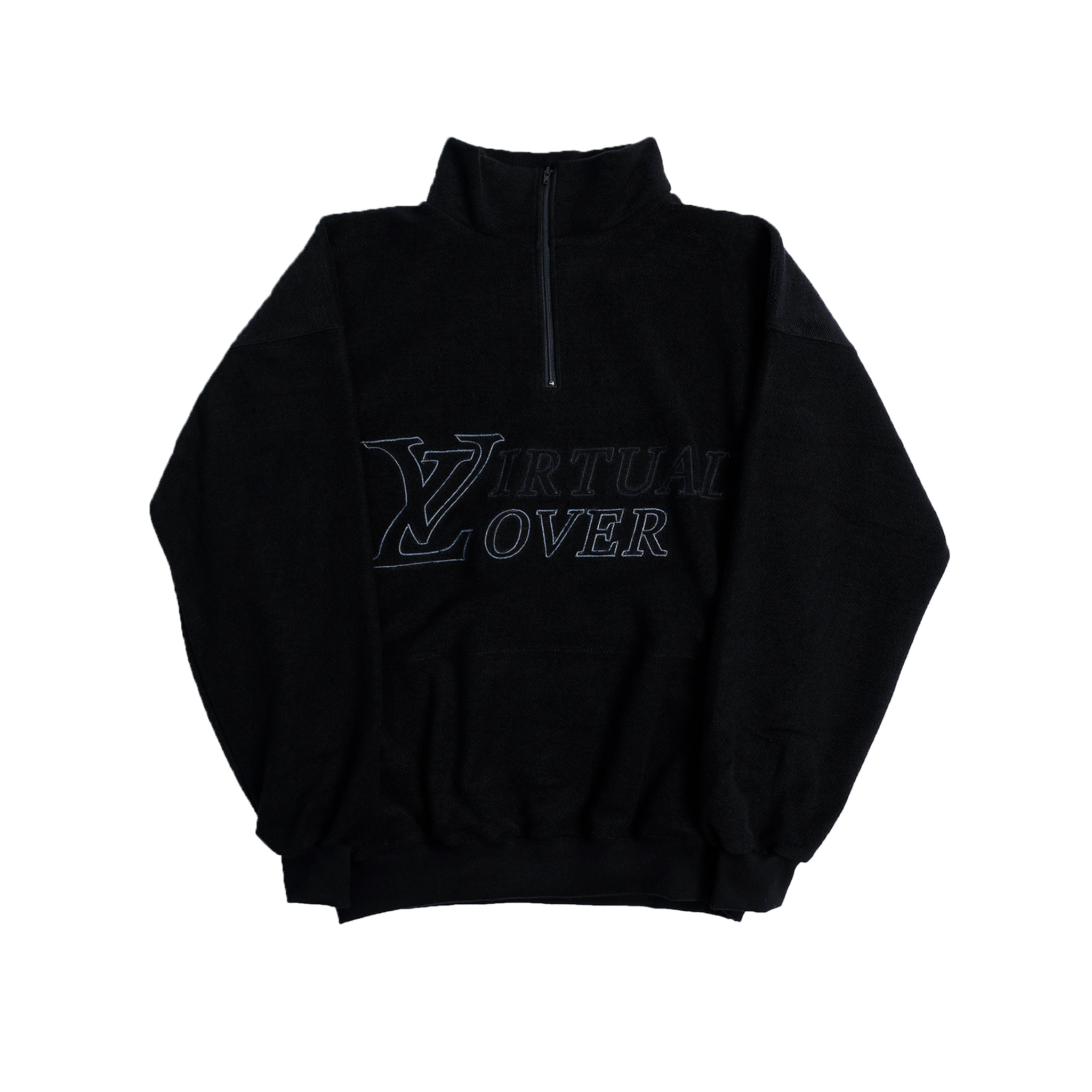 Virtual lover half zip pullover in drop fit ( inside out fabric in black colour)