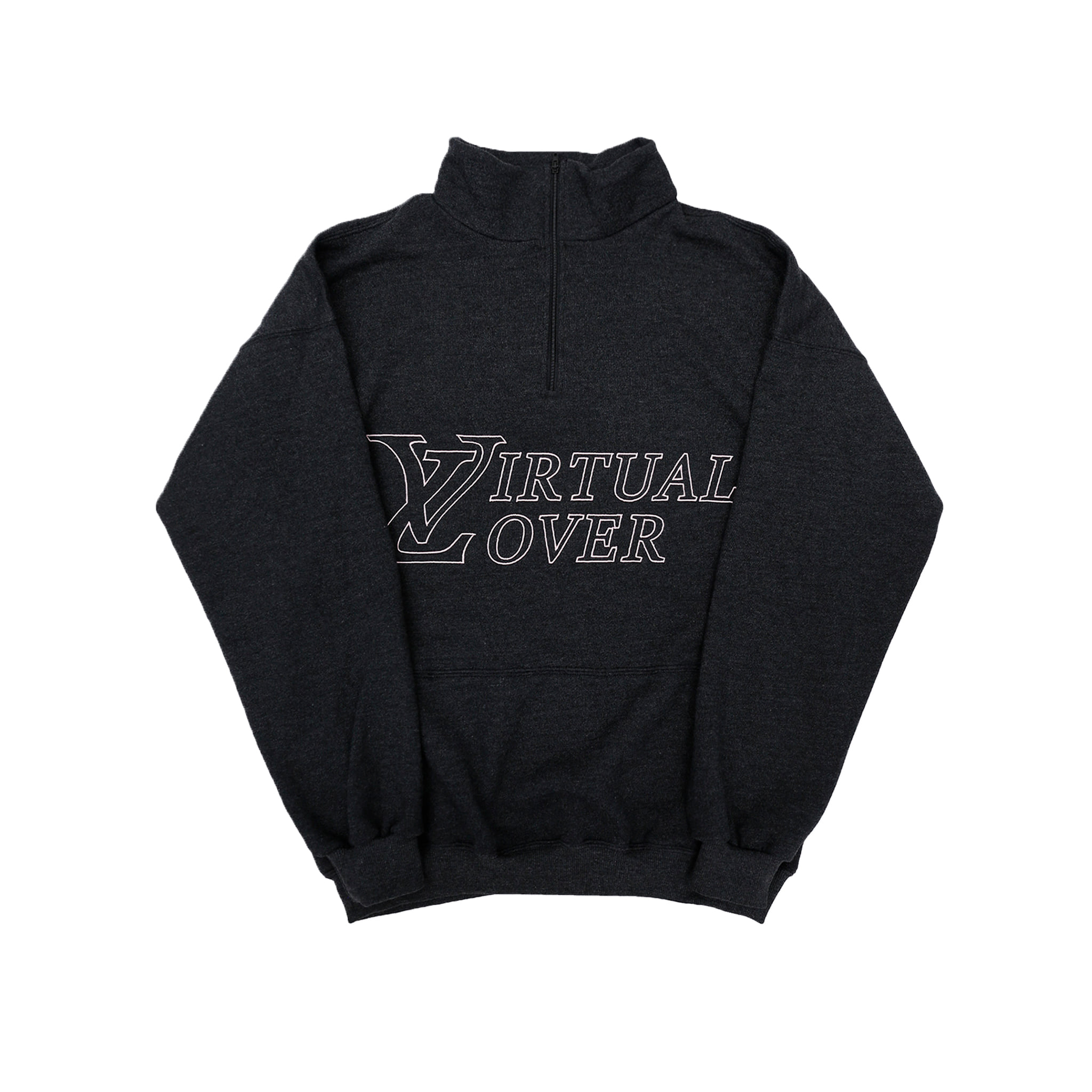 Virtual lover half zip pullover in drop fit in Charcoal Black