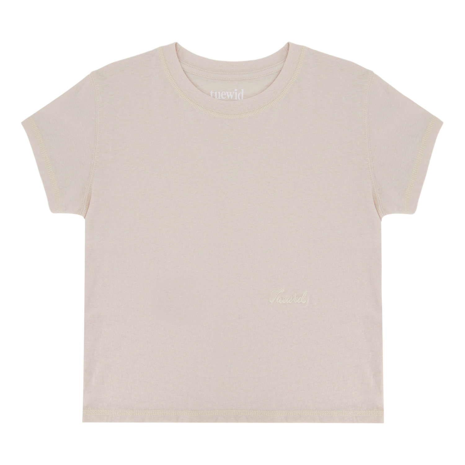Tuewid classic micro crop t-shirts in Natural Sand