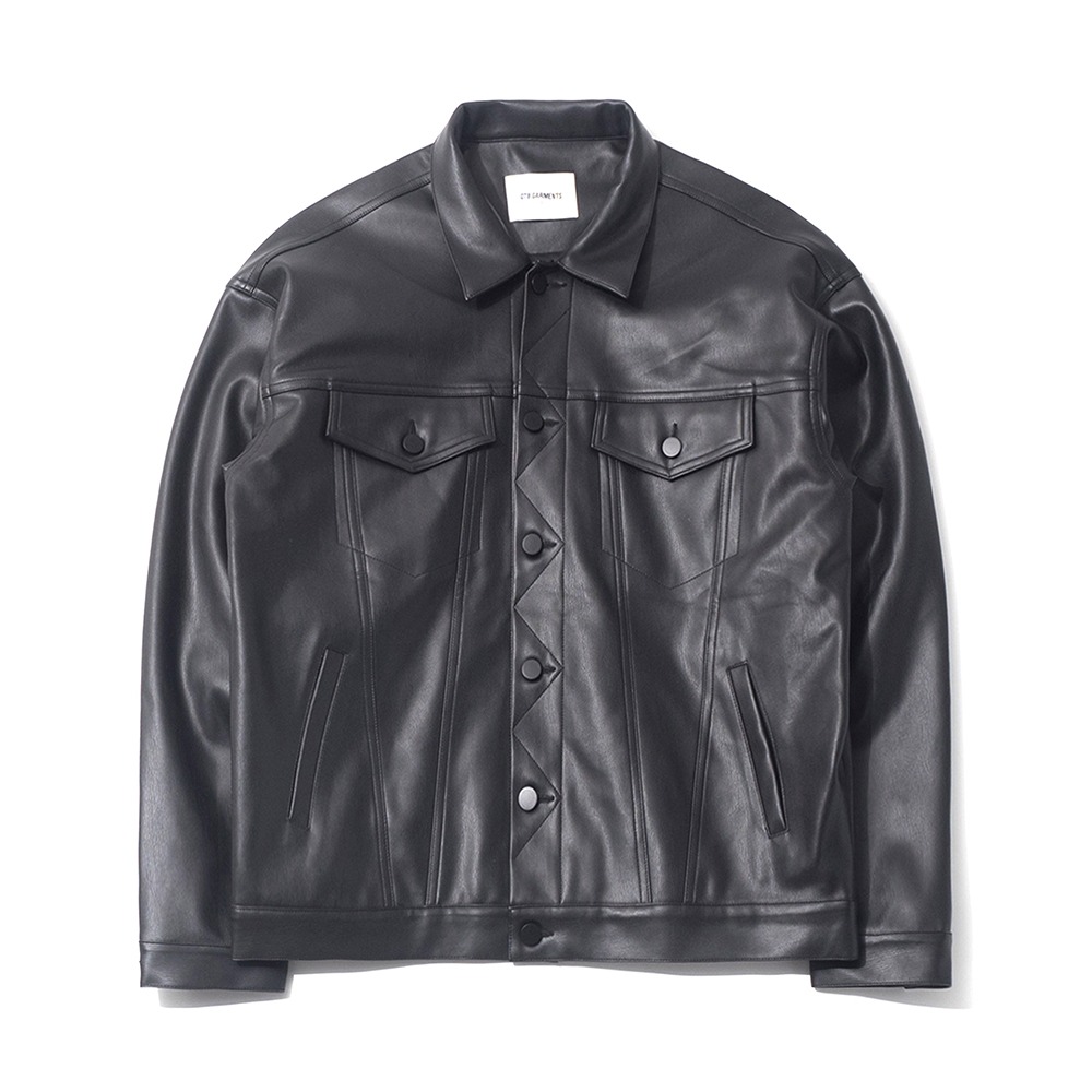 MR Vegan Leather Trucker Jacket (Black)
