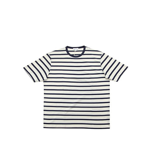 Crew Neck T-Shirt Ecru/Navy Breton Stripe