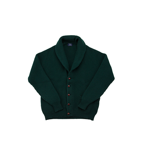 Windsor Shawl Collar Cardigan Tartan Green