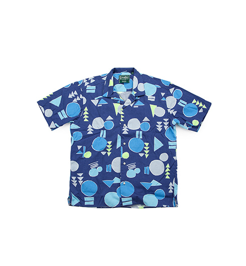 Camp Shirt Blue Abstract Cut-Outs