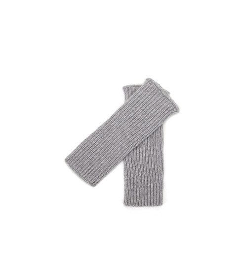 Rib Knit Cashmere Wrist Warmer Grey