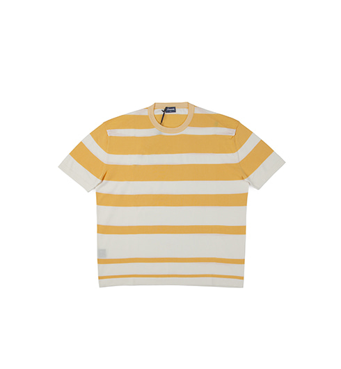 Crew Neck Stripe T-shirt Yellow/Ecru