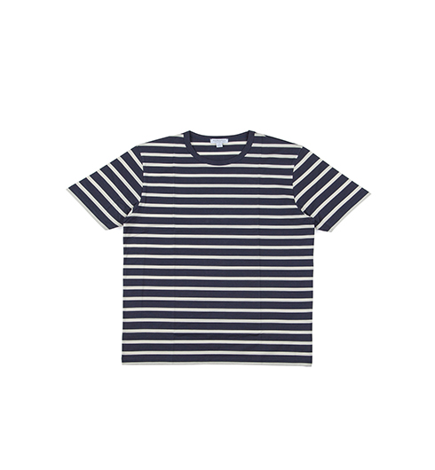 Crew Neck T-Shirt Navy/Ecru Breton Stripe