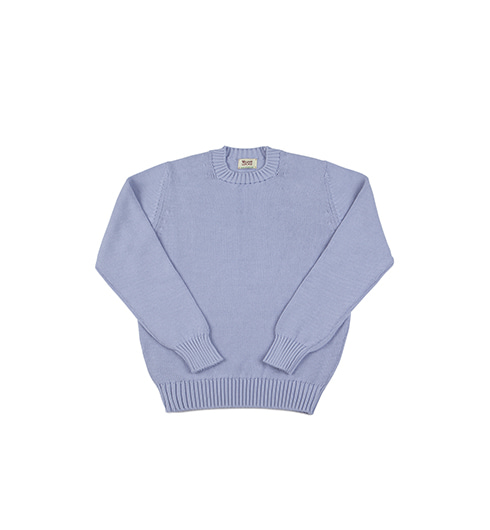Cotton Sweater Single Crew Neck Lavender