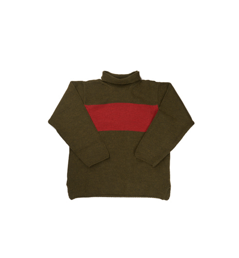 Striped Roll Neck Army/Red