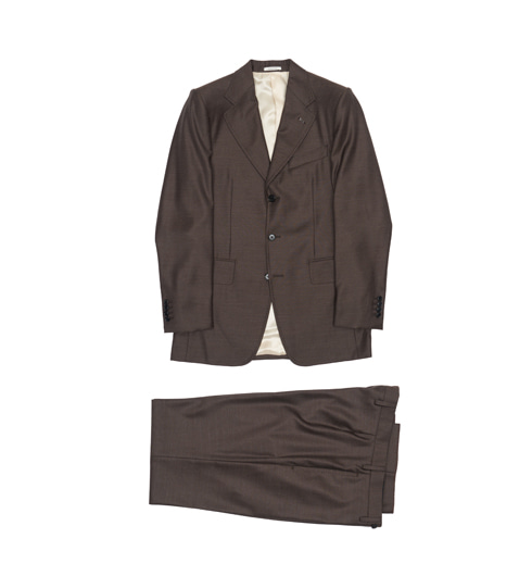 Single Breasted 3 Button Suit Brown