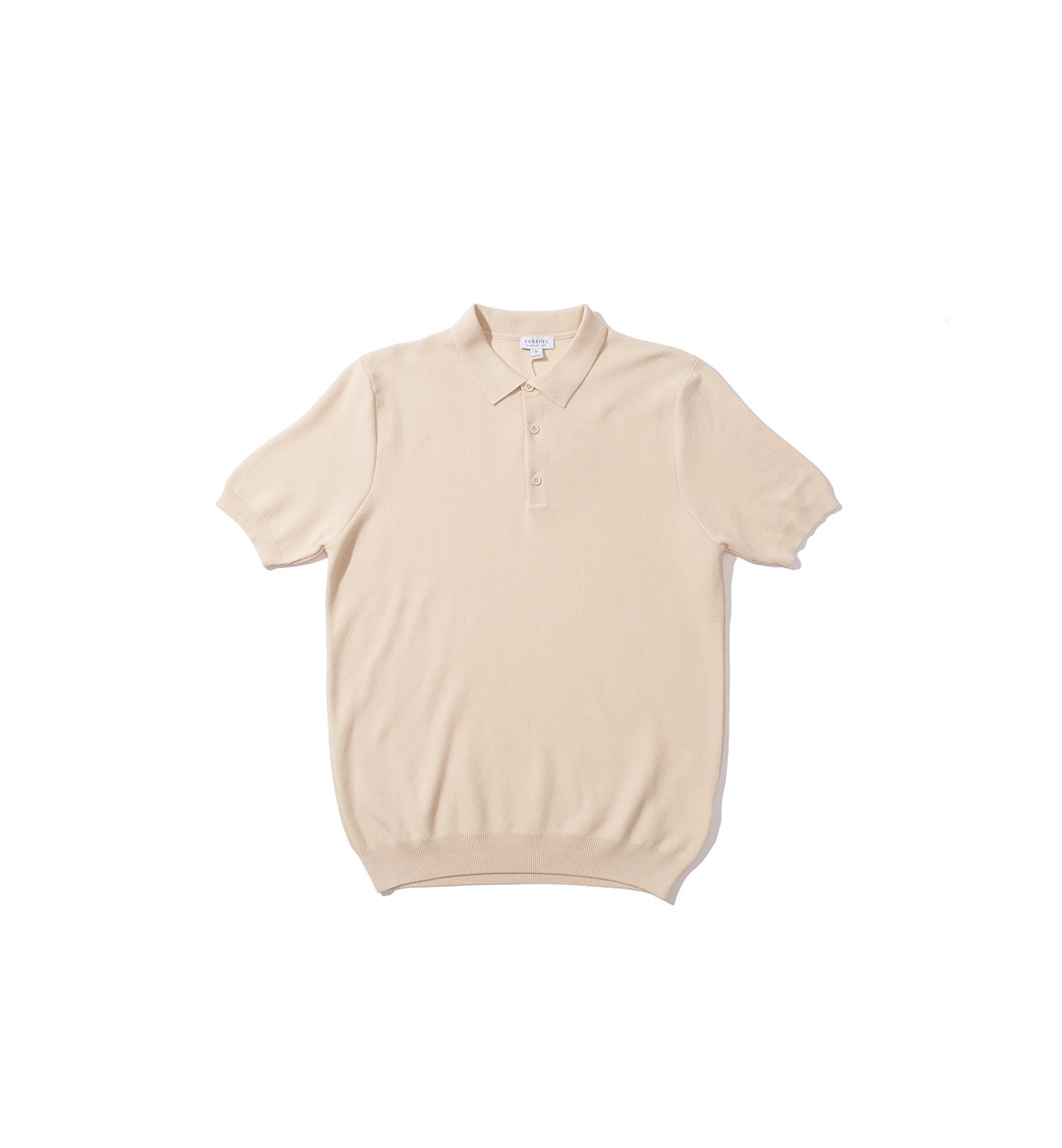 Fine Texture Polo Shirt Ecru