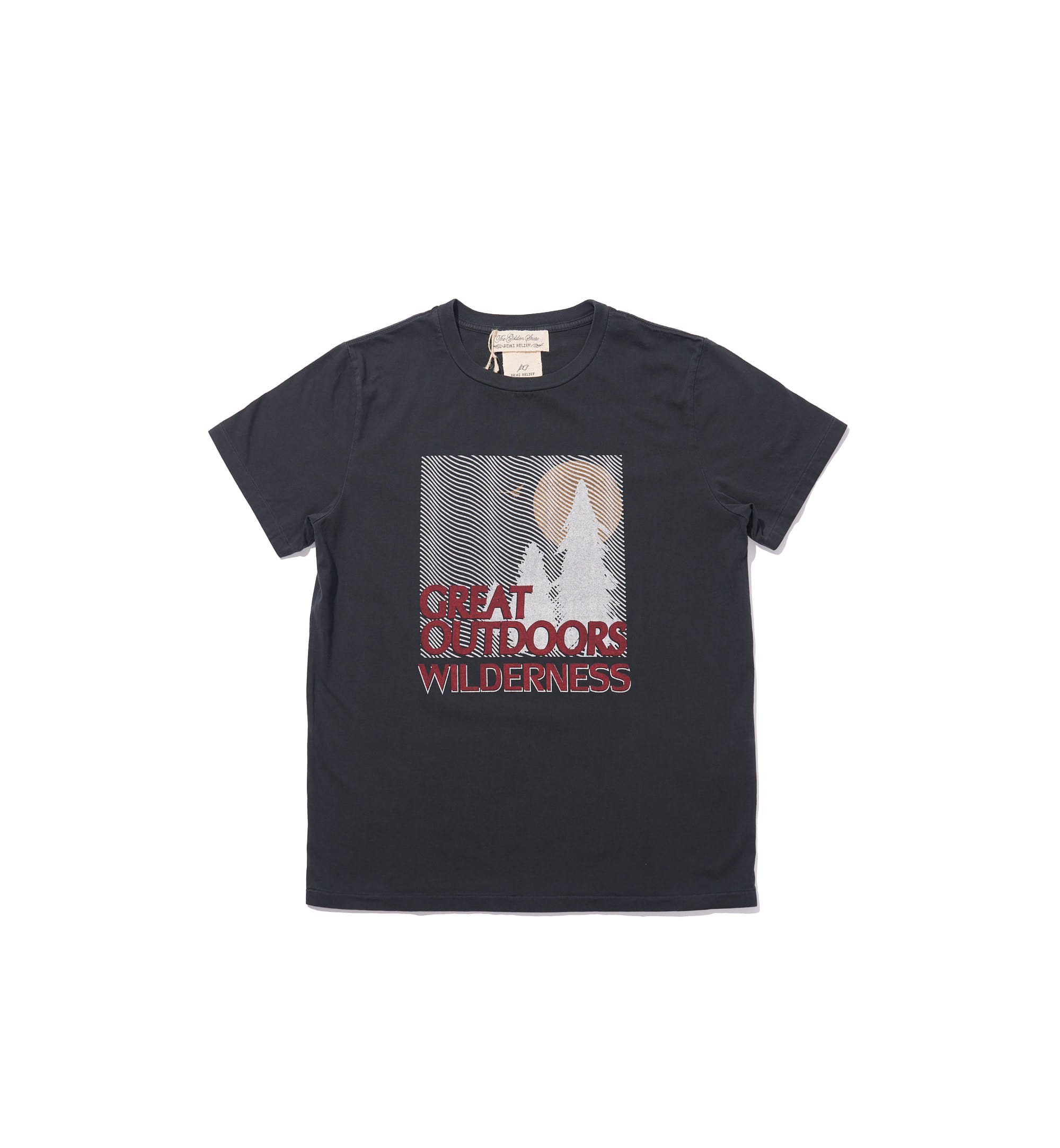 Low Wash Finish Print T-Shirt Black (Great Outdoors Wilderness)