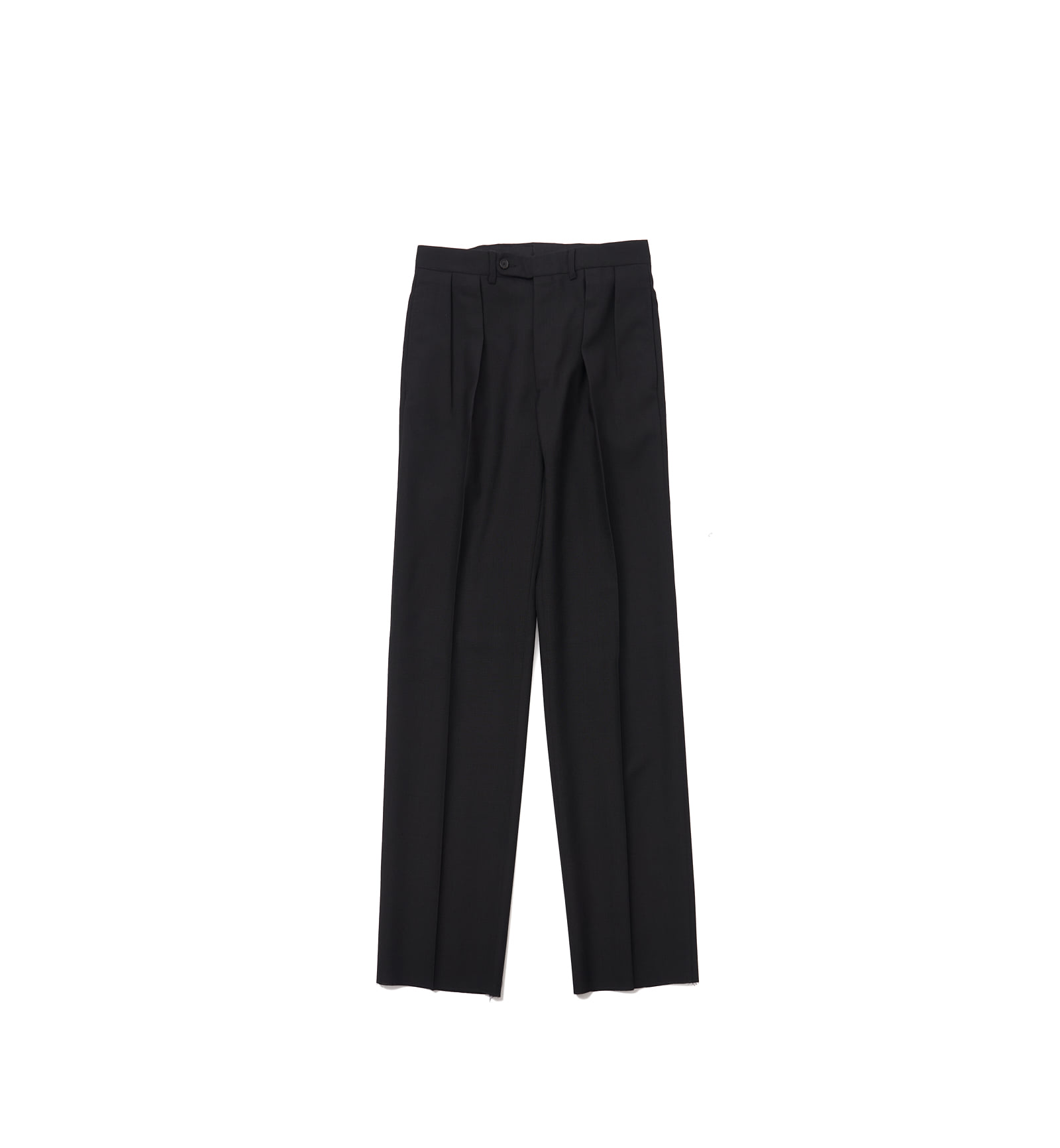 Straight High Waisted Trousers Black English Worsted Wool